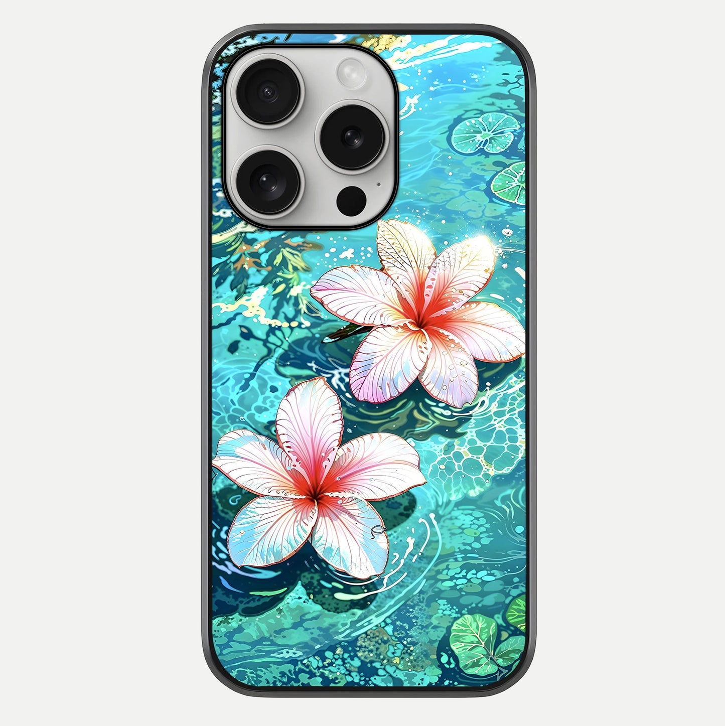 Pink Flowers in Water Glass Case For iPhone 16 Pro by Custom World