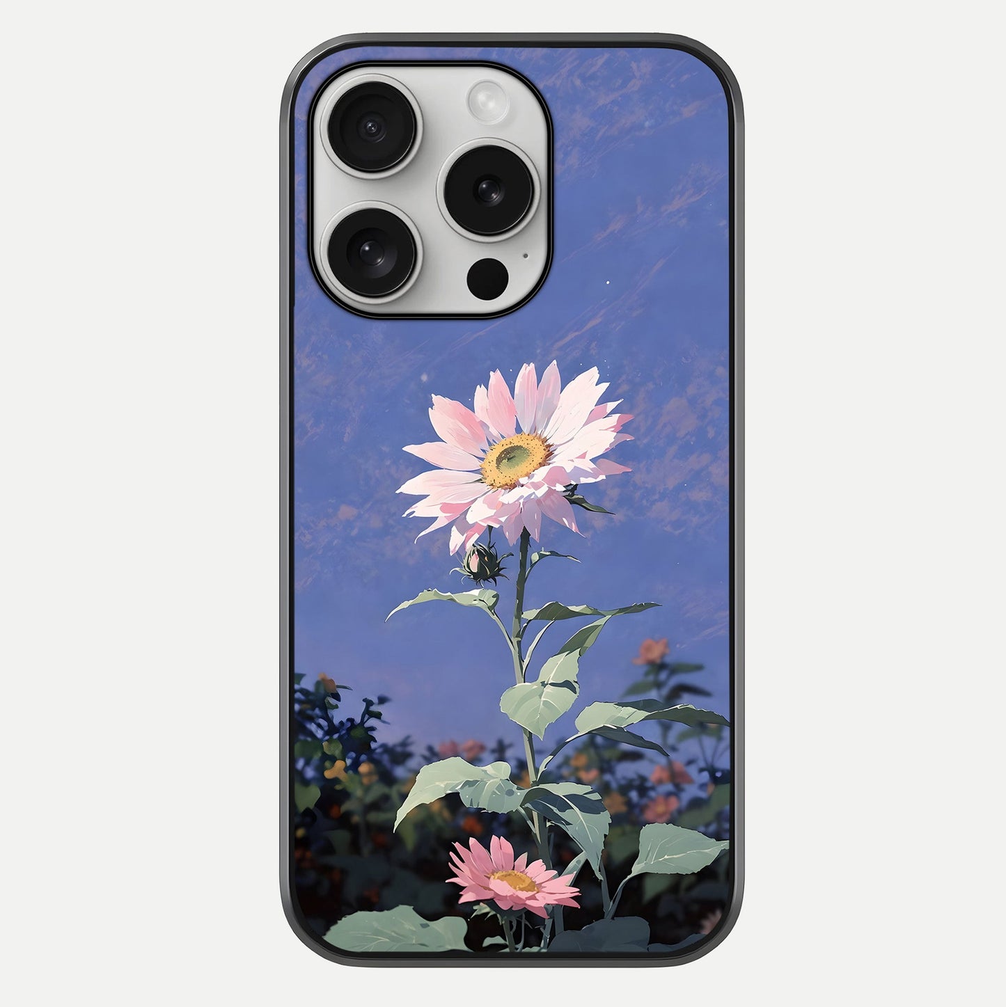 Pink Sunflower Glow Glass Case For iPhone 16 Pro by Custom World