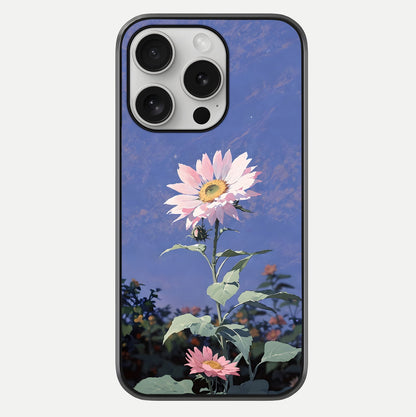 Pink Sunflower Glow Glass Case For iPhone 16 Pro by Custom World