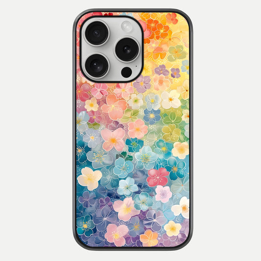 Rainbow Blossom Burst Glass Case For iPhone 16 Pro by Custom World