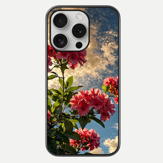 Red Bloom Skies Glass Case For iPhone 16 Pro by Custom World