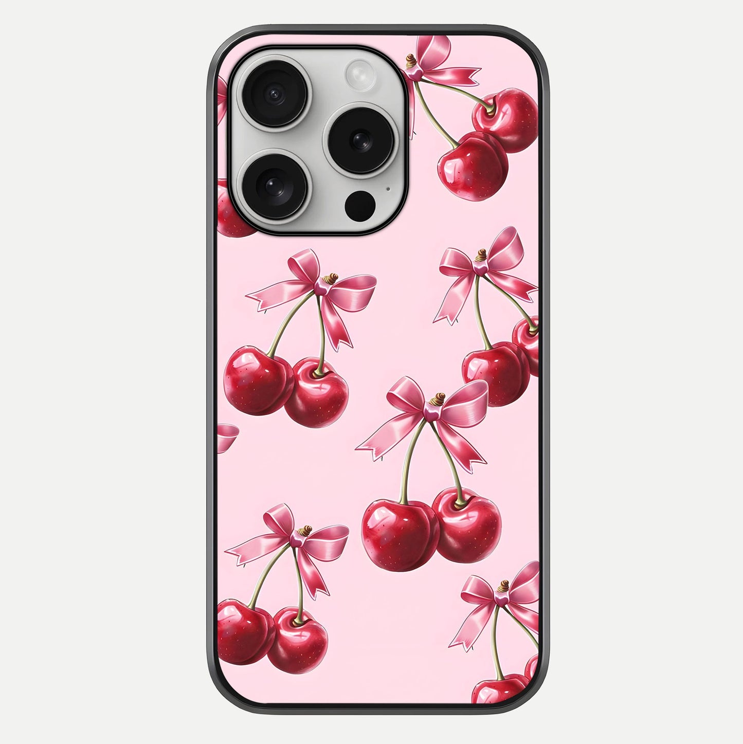 Red Cherries Pattern Glass Case For iPhone 16 Pro by Custom World