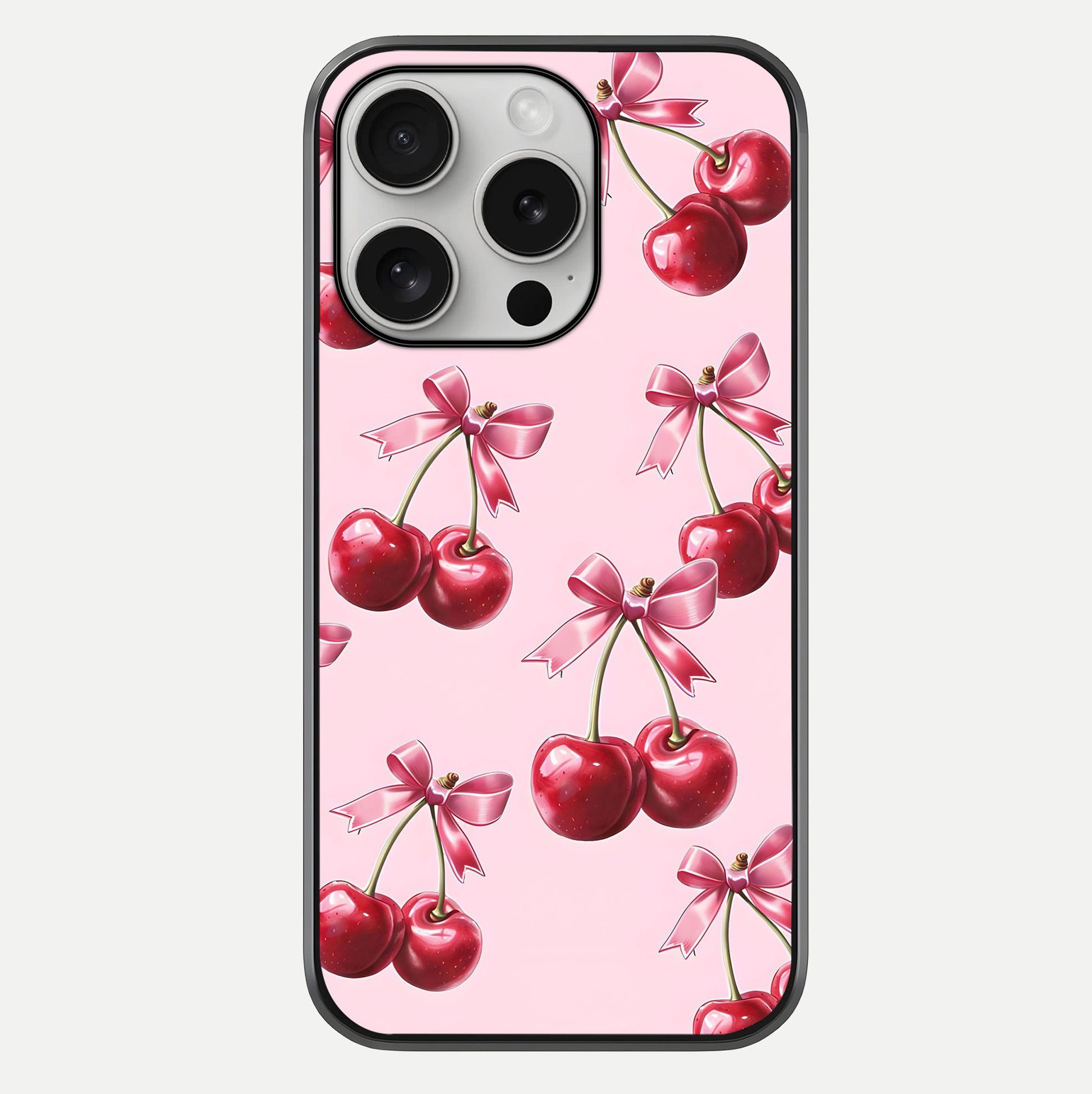 Red Cherries Pattern Glass Case For iPhone 16 Pro by Custom World