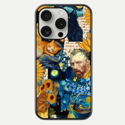 Sunflower Cat Art Glass Case For iPhone 16 Pro by Custom World