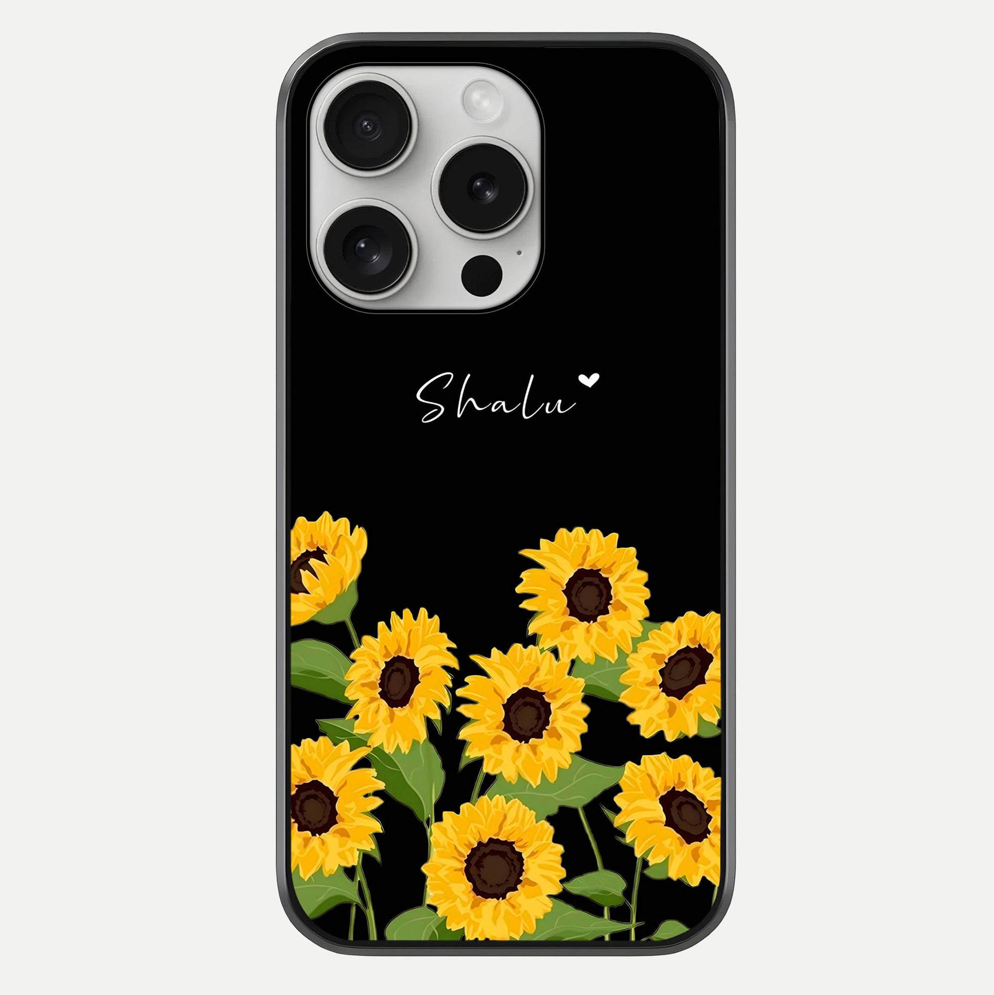 Sunflower Chic Mood Custom Name Glass Case For iPhone 16 Pro by Custom World