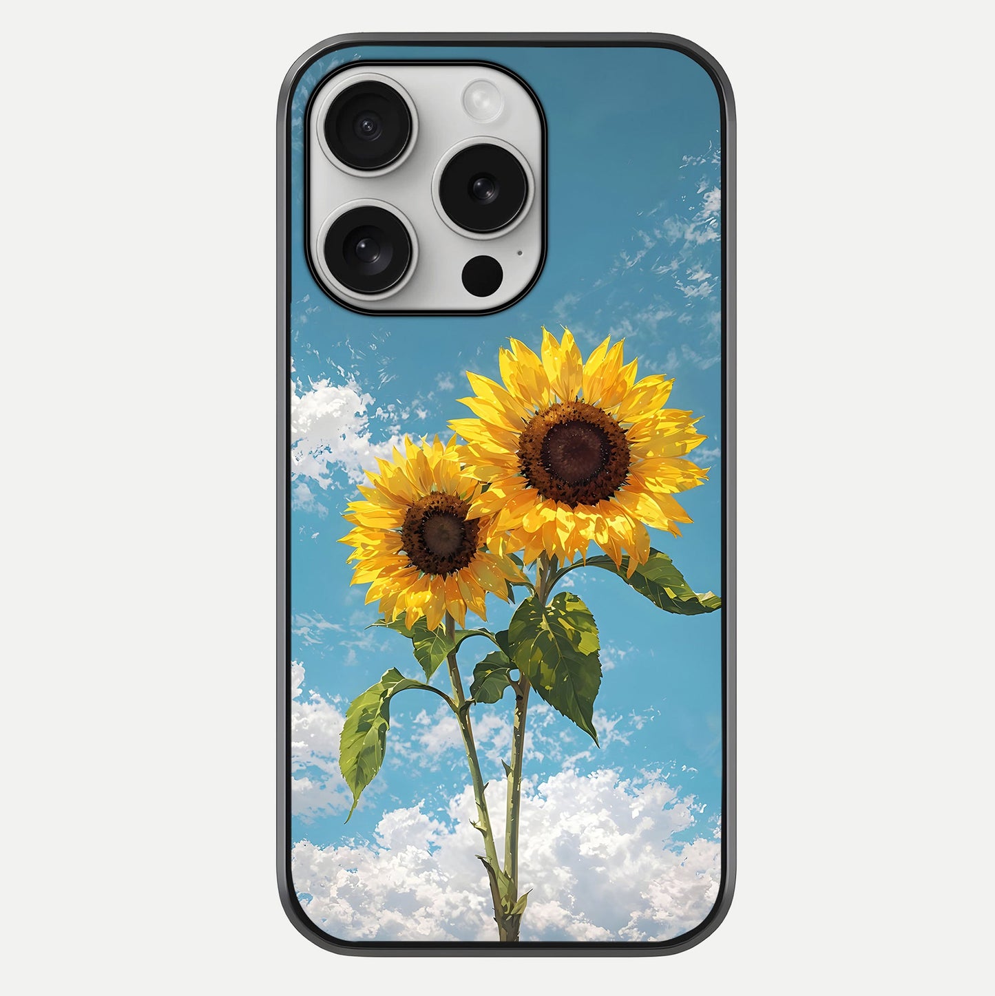 Sunflower Sky Bloom Glass Case For iPhone 16 Pro by Custom World