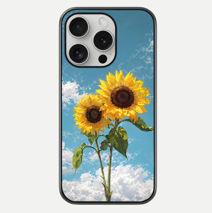 Sunflower Sky Bloom Glass Case For iPhone 16 Pro by Custom World