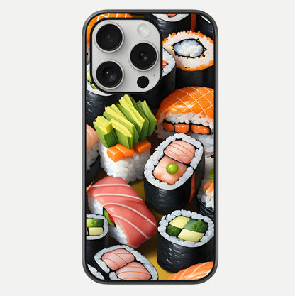 Sushi Food Pattern Glass Case For iPhone 16 Pro by Custom World