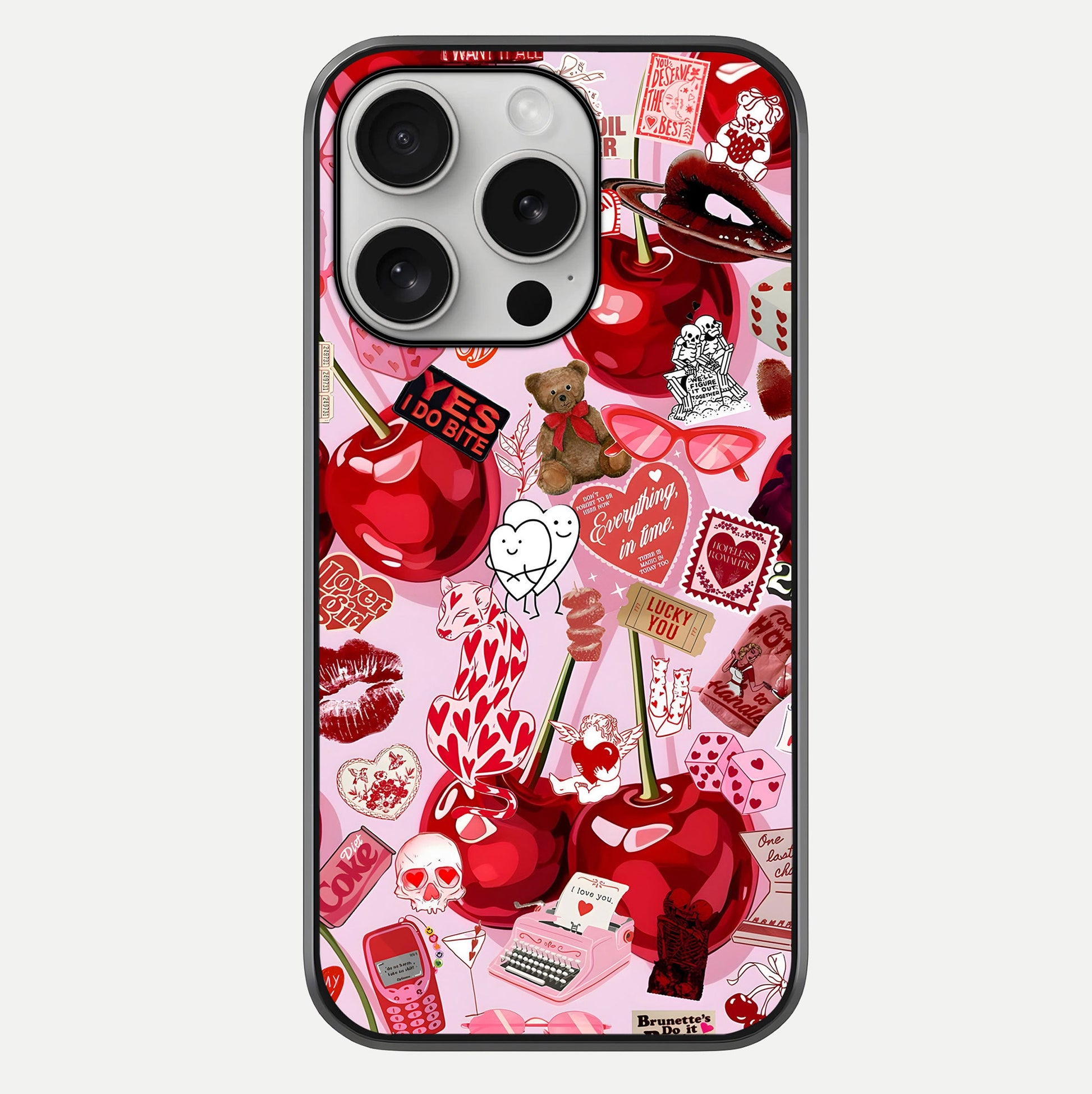 Sweet Cherry Chaos Glass Case For iPhone 16 Pro by Custom World