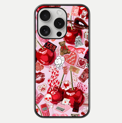 Sweet Cherry Chaos Glass Case For iPhone 16 Pro by Custom World