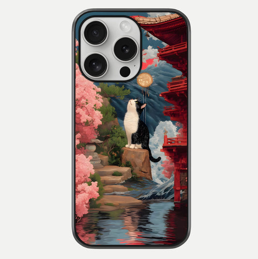 Temple Cat Scenery Glass Case For iPhone 16 Pro by Custom World
