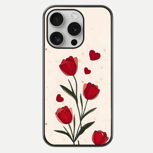 Tulip With Heart Glass Case For iPhone 16 Pro by Custom World