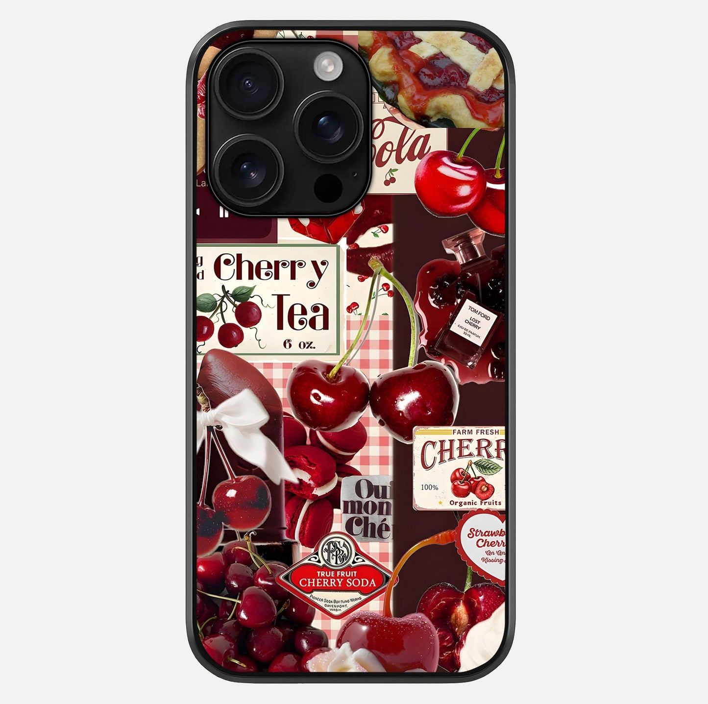 Aesthetic Cherry Tea Glass Case For iPhone 16 Pro Max by Custom World