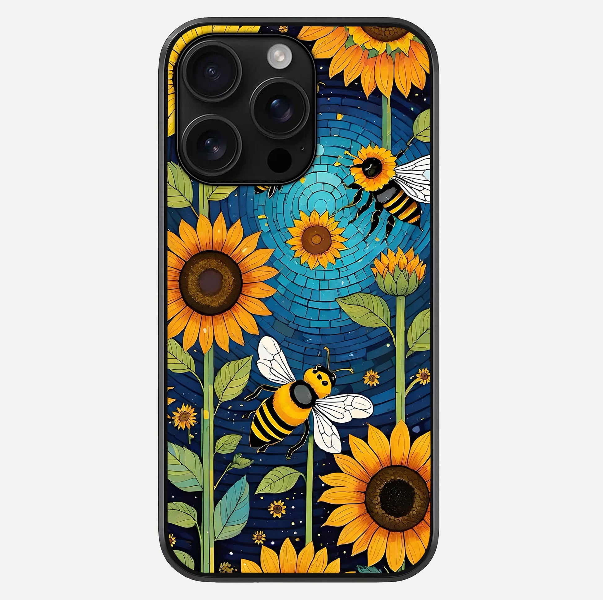Bees & Sunflowers Glass Case For iPhone 16 Pro Max by Custom World