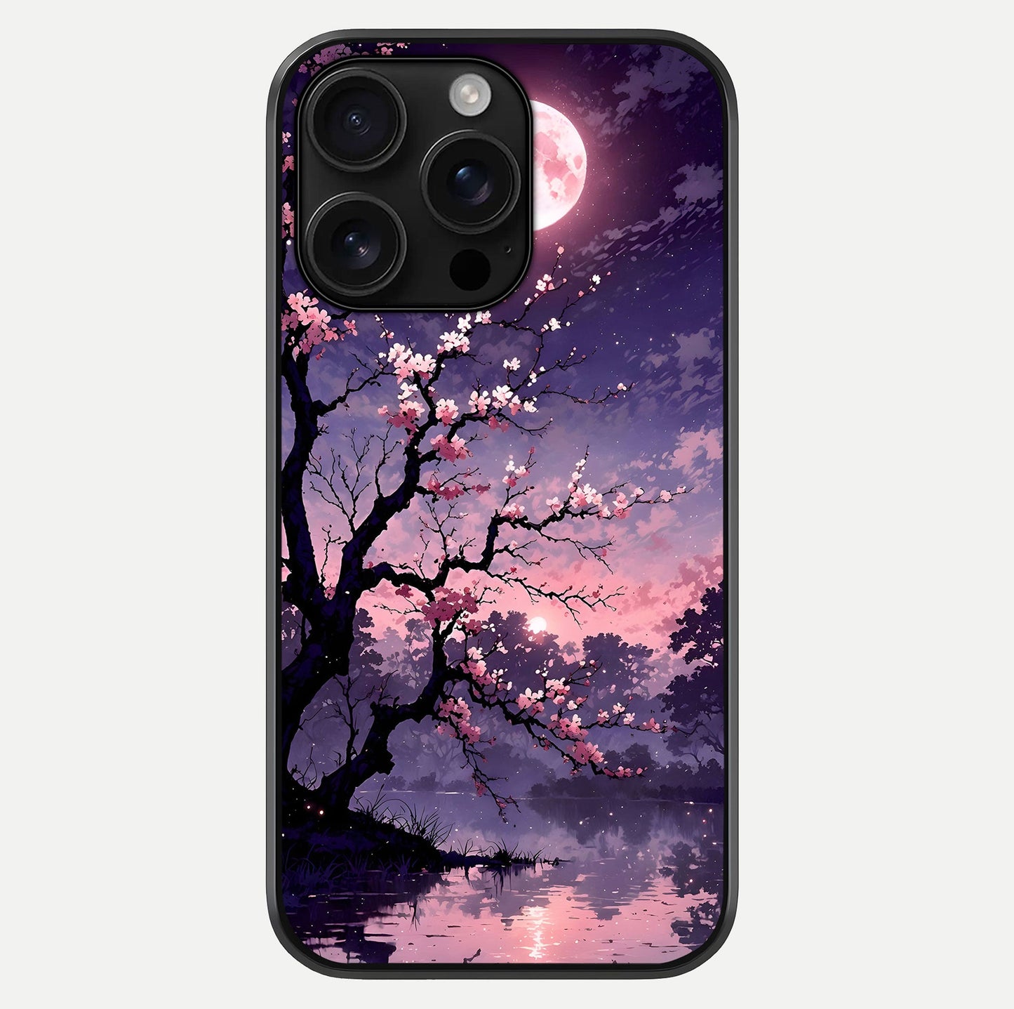 Blossom Pink Moon Glass Case For iPhone 16 Pro Max by Custom World