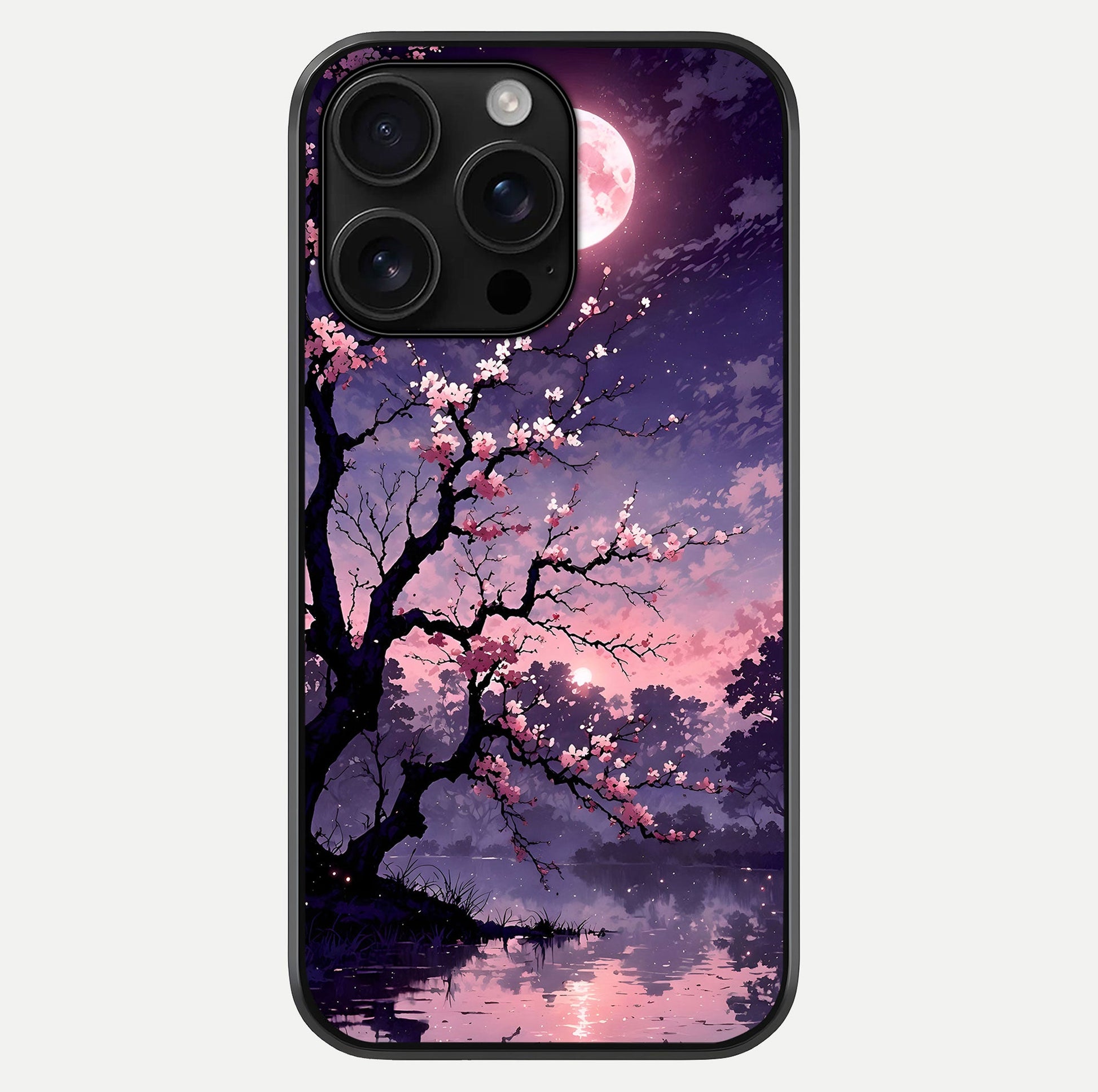 Blossom Pink Moon Glass Case For iPhone 16 Pro Max by Custom World