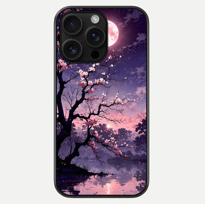 Blossom Pink Moon Glass Case For iPhone 16 Pro Max by Custom World