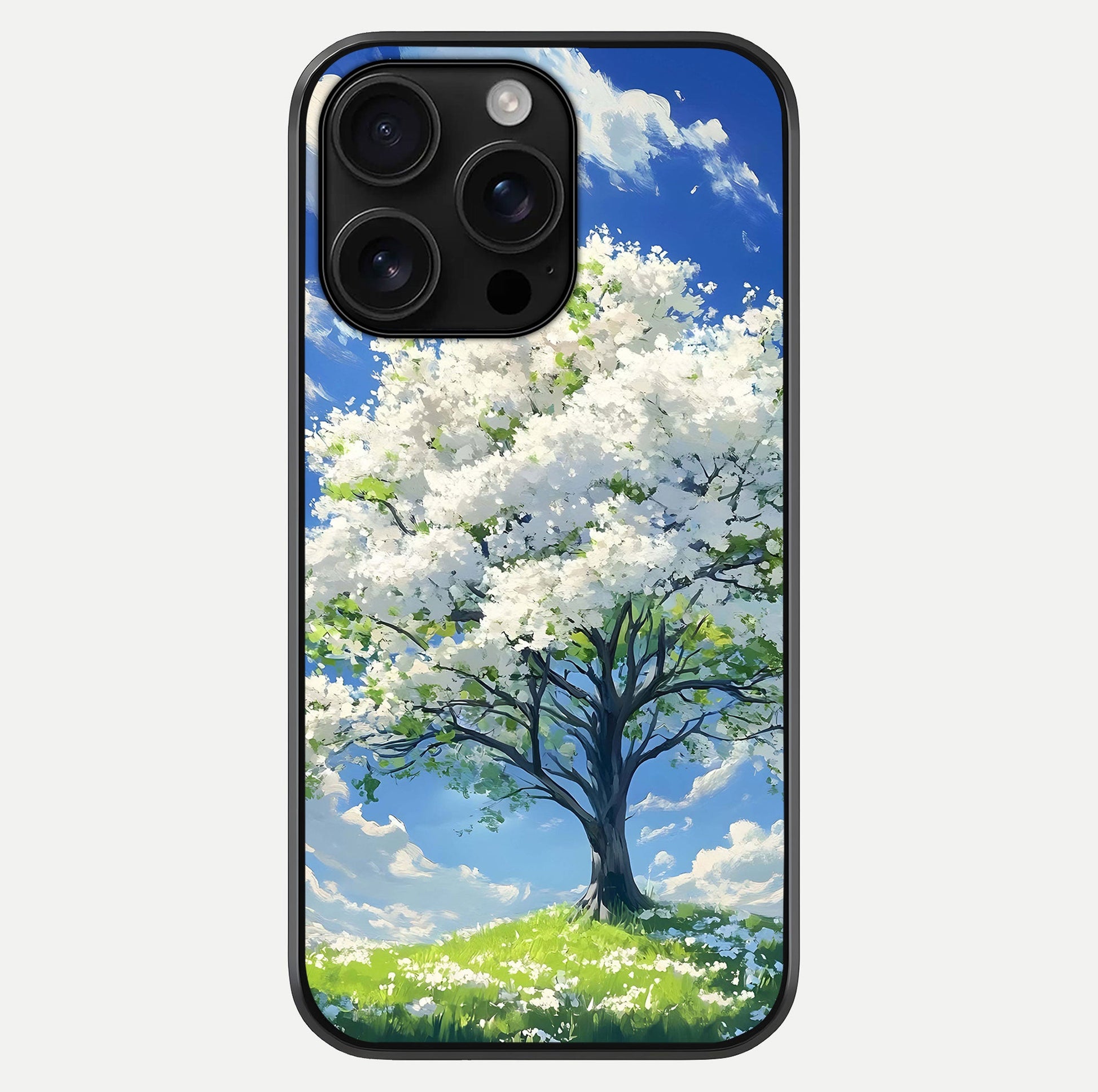 Blossom Sky Serenity Glass Case For iPhone 16 Pro Max by Custom World