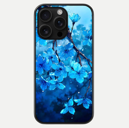 Blue Blossoms Branch Glass Case For iPhone 16 Pro Max by Custom World