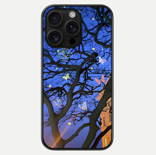 Butterfly Night Magic Glass Case For iPhone 16 Pro Max by Custom World