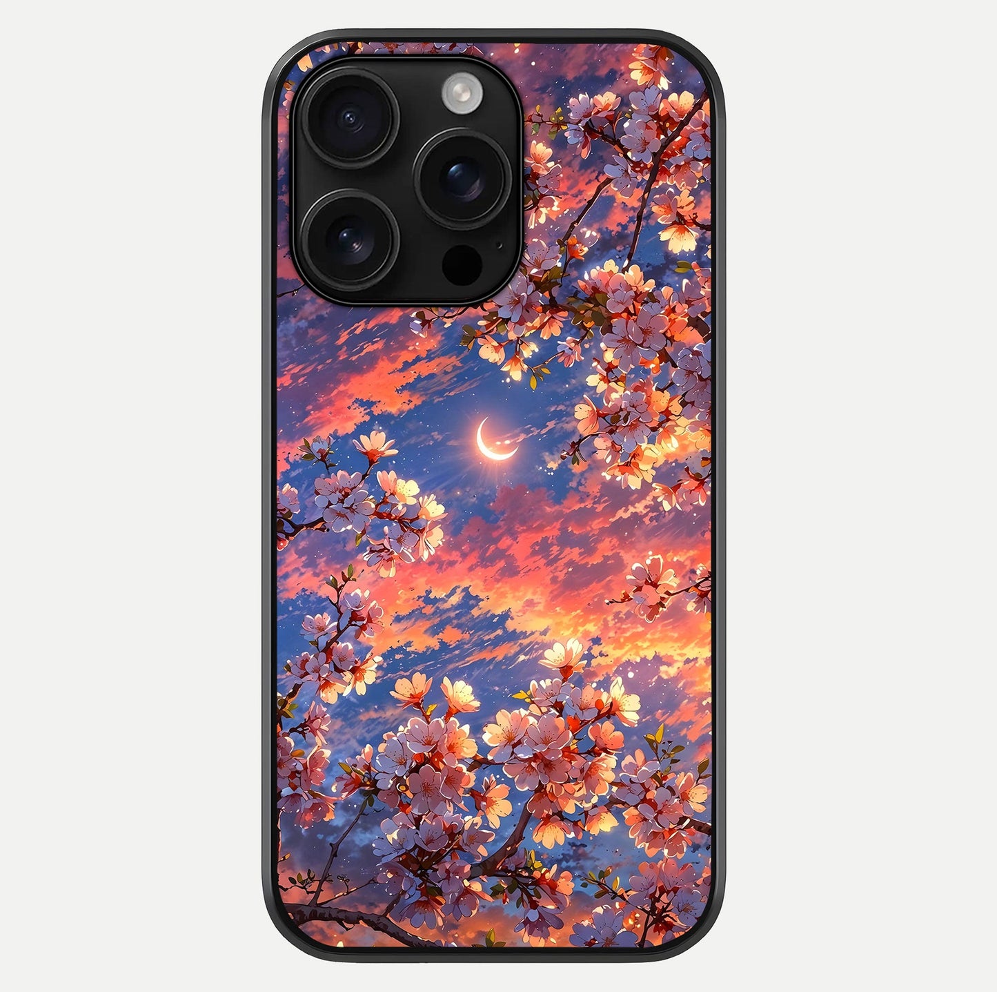 Celestial Sakura Sunset Glass Case For iPhone 16 Pro Max by Custom World