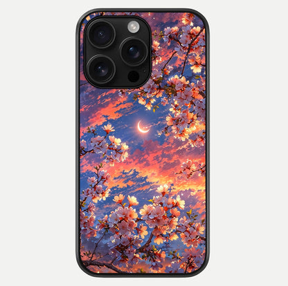 Celestial Sakura Sunset Glass Case For iPhone 16 Pro Max by Custom World
