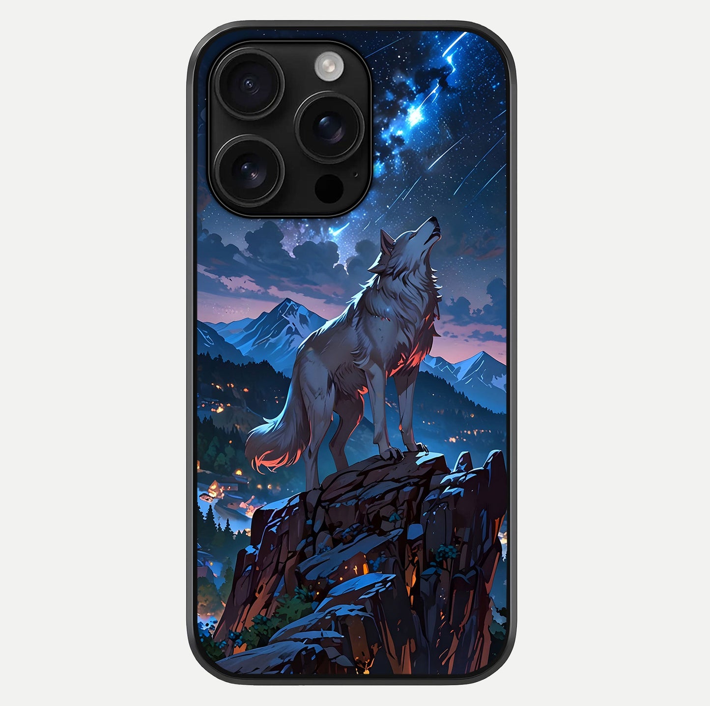 Celestial Wolf Howl Glass Case For iPhone 16 Pro Max by Custom World