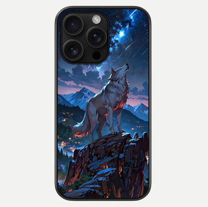 Celestial Wolf Howl Glass Case For iPhone 16 Pro Max by Custom World
