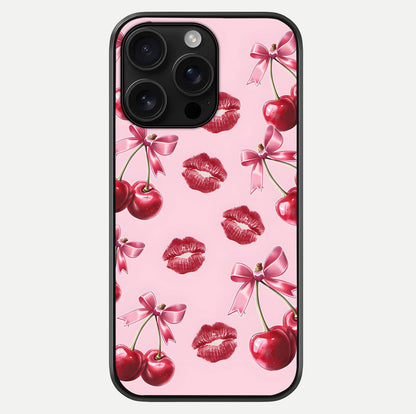 Cherry With Lips Glass Case For iPhone 16 Pro Max by Custom World