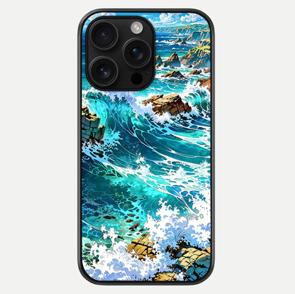 Coastal Blue Waves Glass Case For iPhone 16 Pro Max by Custom World