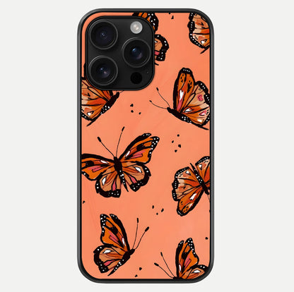 Coral Wing Butterfly Glass Case For iPhone 16 Pro Max by Custom World