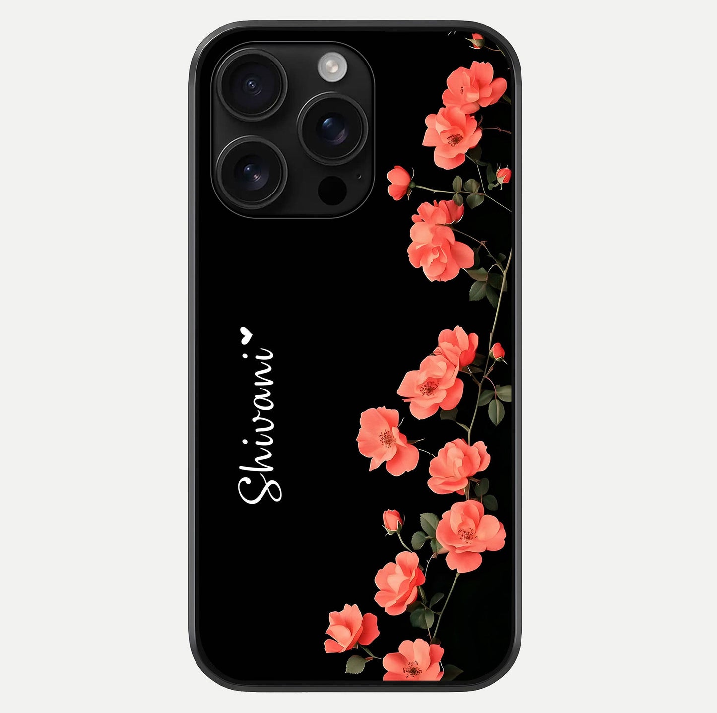 Crimson Bloom Grace Custom Name Glass Case For iPhone 16 Pro Max by Custom World