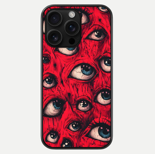 Crimson Watch Eyes Glass Case For iPhone 16 Pro Max by Custom World