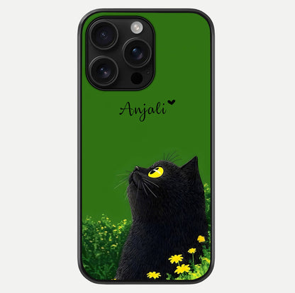 Emerald Cat Custom Name Glass Case For iPhone 16 Pro Max by Custom World