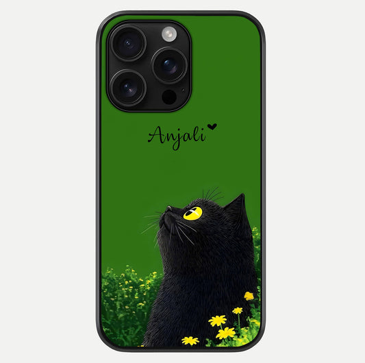 Emerald Cat Custom Name Glass Case For iPhone 16 Pro Max by Custom World