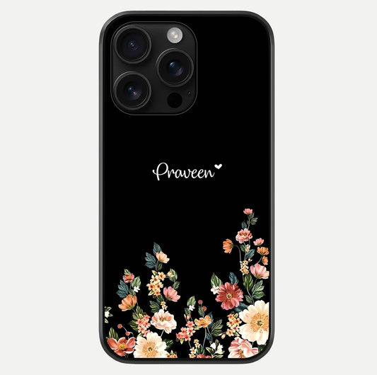 Floral Design Personalized Custom Name Glass Case For iPhone 16 Pro Max by Custom World