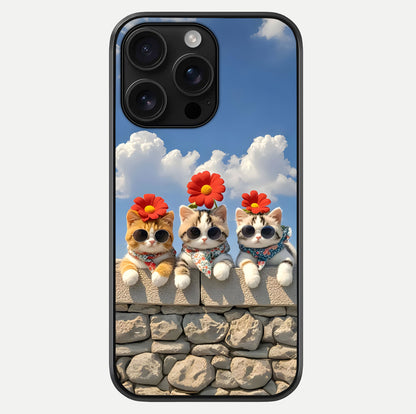 Floral Kitty Squad Glass Case For iPhone 16 Pro Max by Custom World