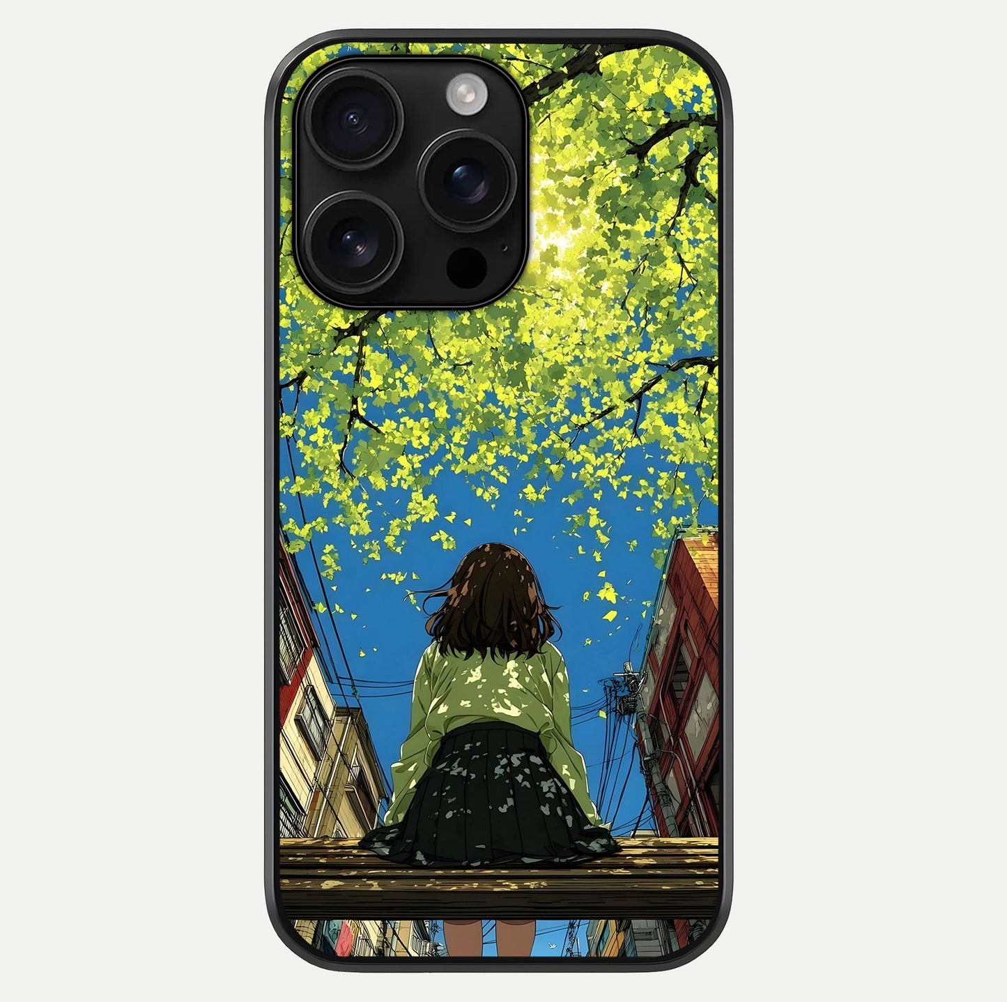 Golden Leaves Glow Glass Case For iPhone 16 Pro Max by Custom World