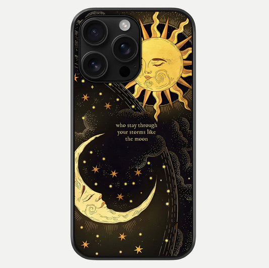 Golden Lunar Love Glass Case For iPhone 16 Pro Max by Custom World