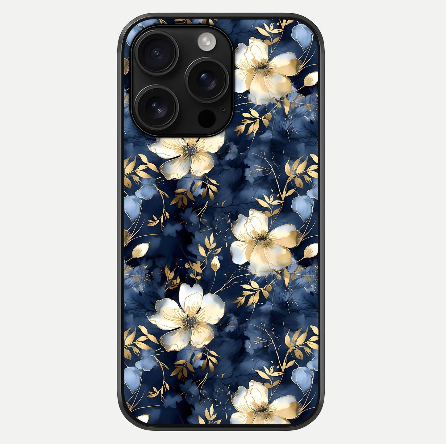 Golden Midnight Bloom Glass Case For iPhone 16 Pro Max by Custom World