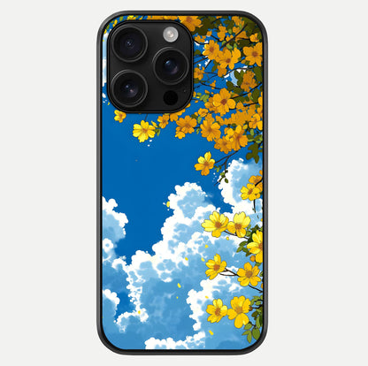 Golden Petal Sky Glass Case For iPhone 16 Pro Max by Custom World