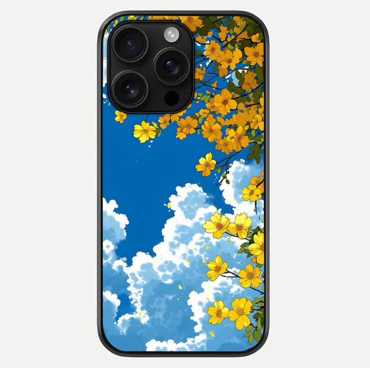Golden Petal Sky Glass Case For iPhone 16 Pro Max by Custom World