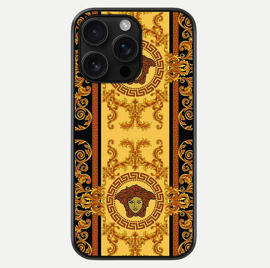 Golden Royal Heritage Glass Case For iPhone 16 Pro Max by Custom World