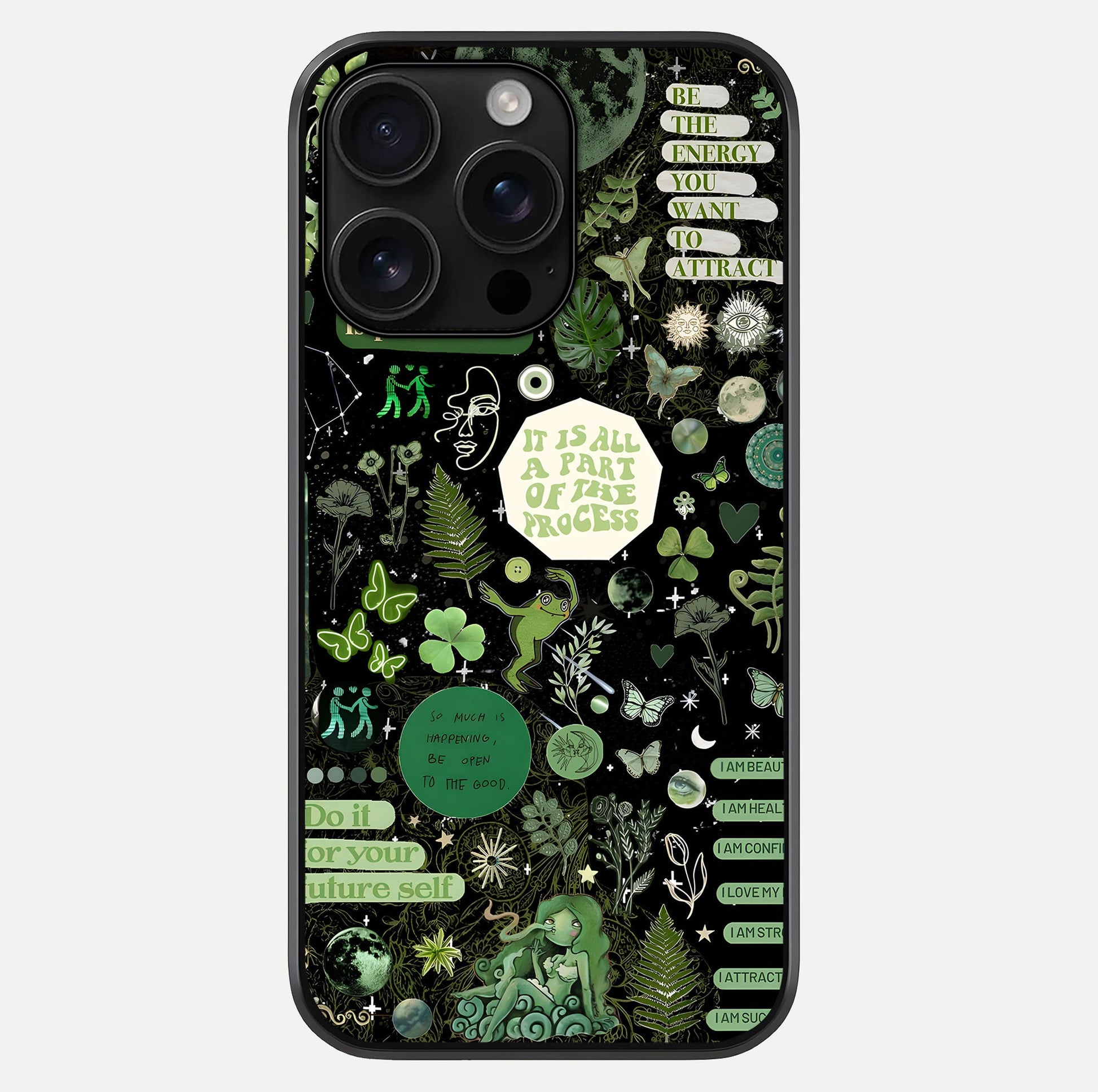 Green Moon Energy Glass Case For iPhone 16 Pro Max by Custom World
