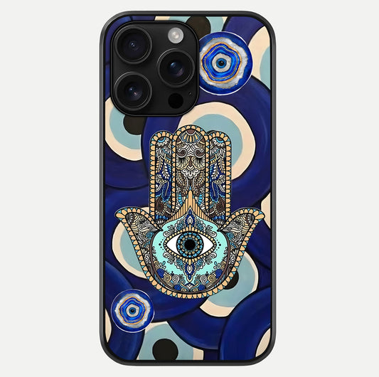Hamsa Divine Guard Glass Case For iPhone 16 Pro Max by Custom World