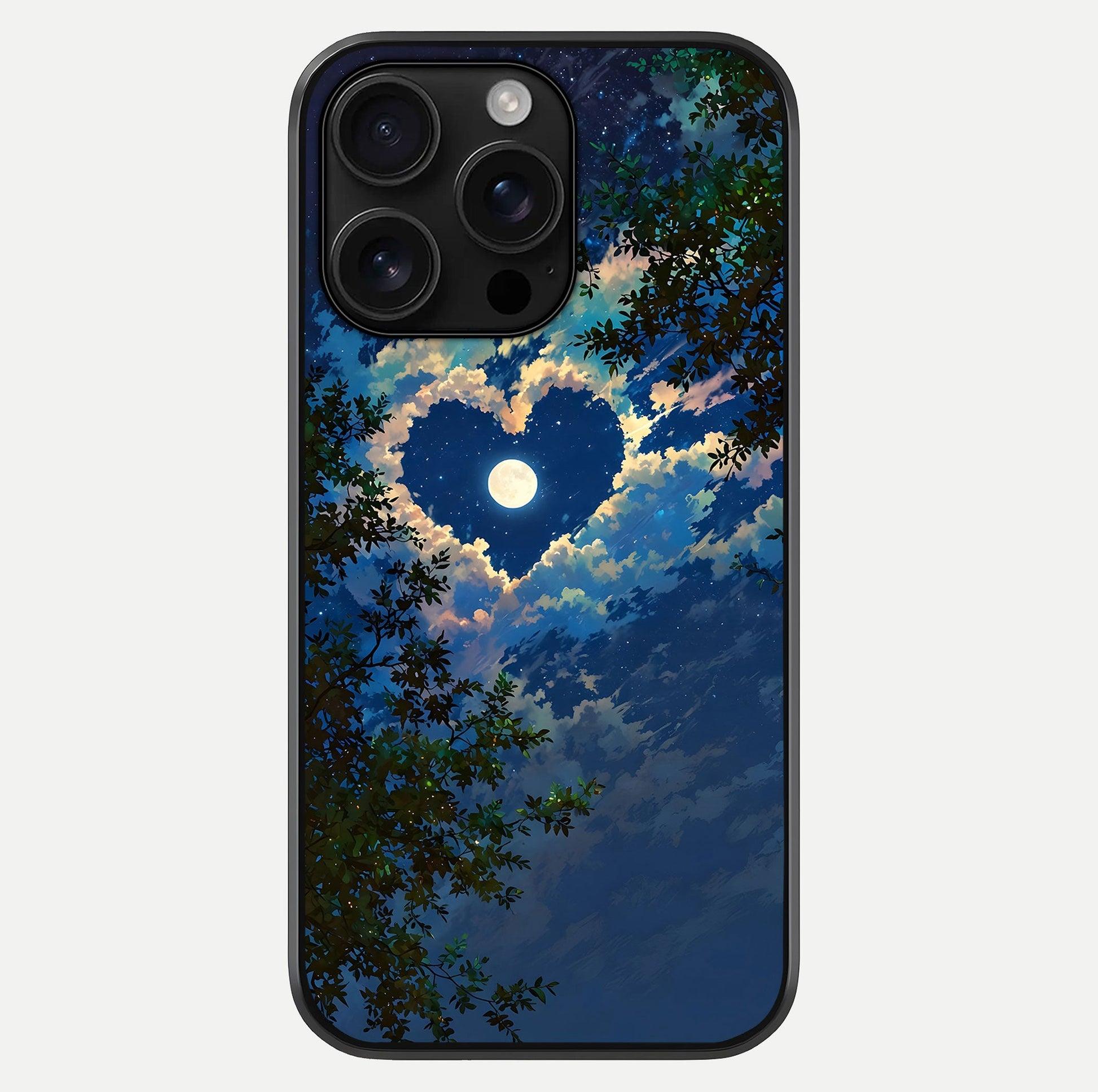 Heart With Moon Sky Glass Case For iPhone 16 Pro Max by Custom World