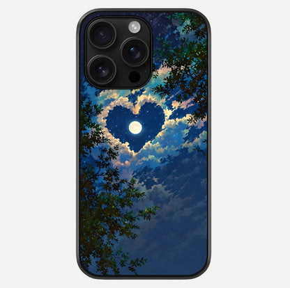 Heart With Moon Sky Glass Case For iPhone 16 Pro Max by Custom World