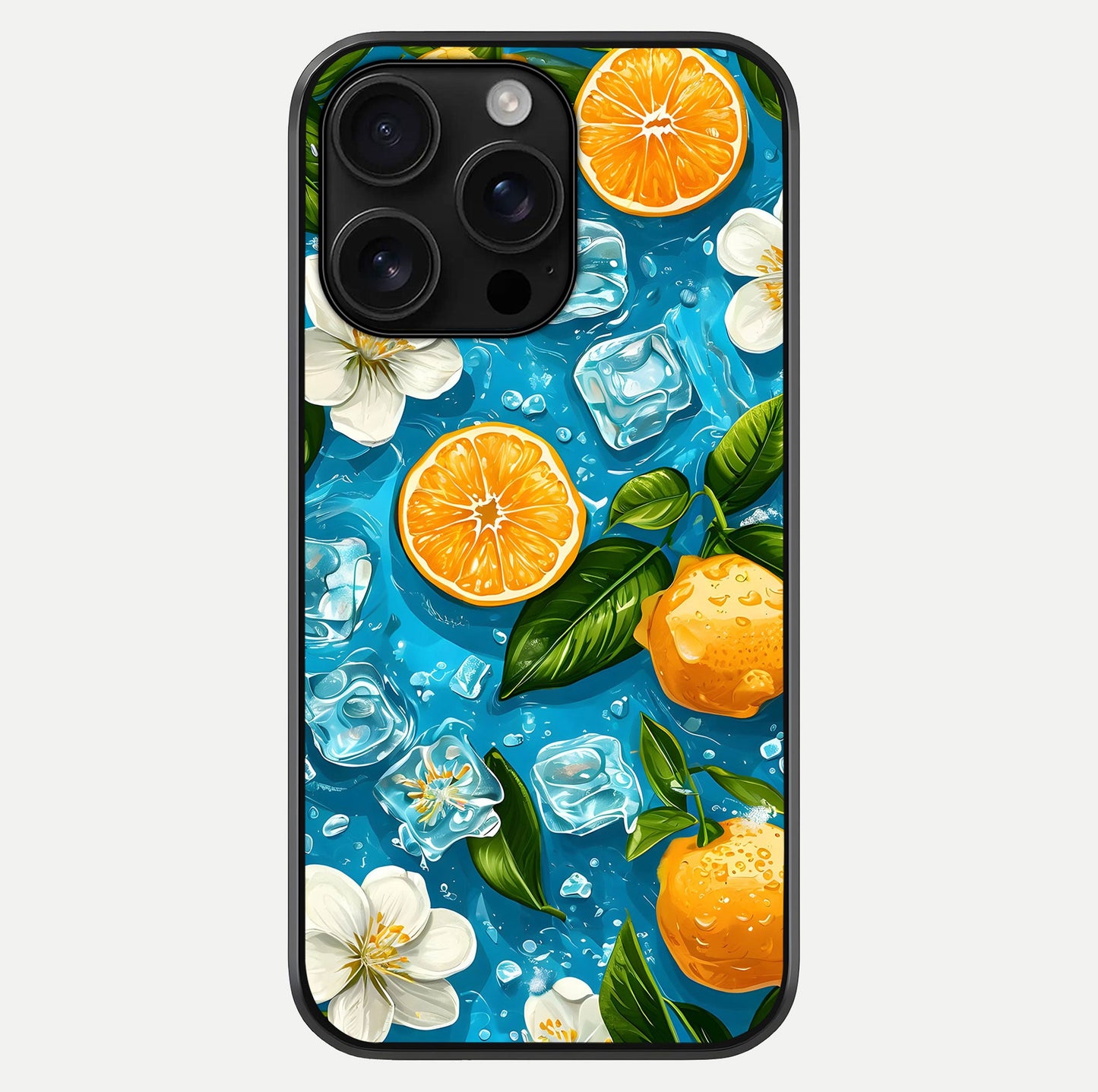 Ice Cube With Orange Glass Case For iPhone 16 Pro Max by Custom World