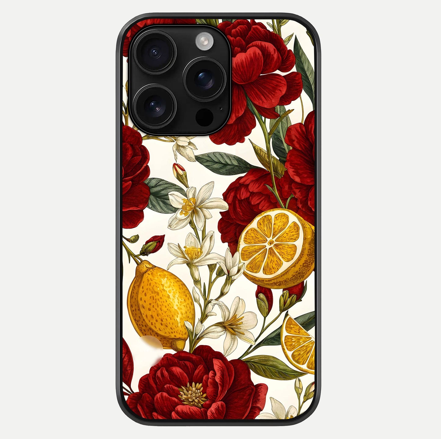 Lemon Rose Charm Glass Case For iPhone 16 Pro Max by Custom World