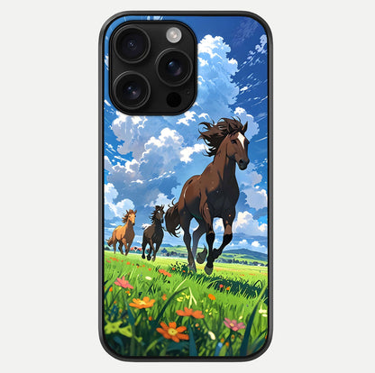 Majestic Horses Galloping Glass Case For iPhone 16 Pro Max by Custom World